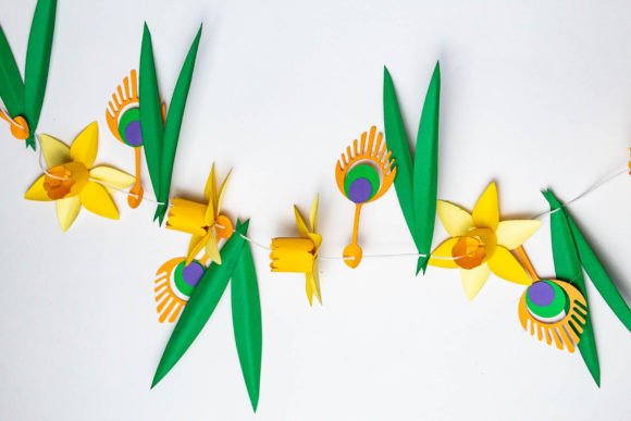 3D Flower Garland: Daffodils for Modern Branding