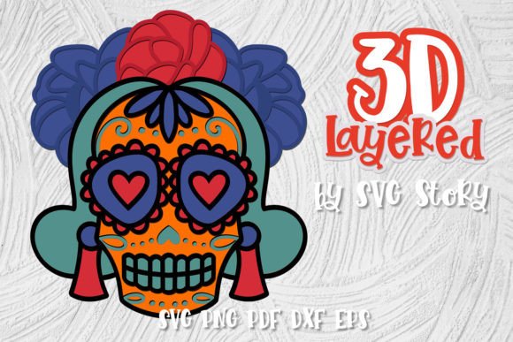 3d Skull Layered SVG Shapes for Festive Crafts