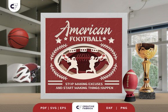 American Football Match 3D Paper Cut SVG for Lifestyle And Hobbies