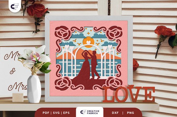 Beach Wedding 3D Shadow Box Paper Cut: 3D SVG Table Decorations