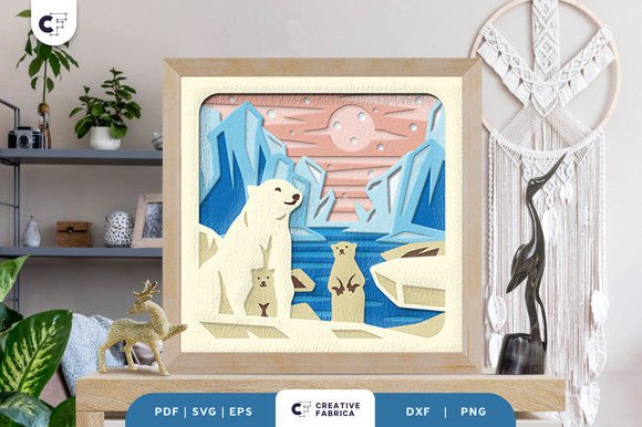 Bear Family in the Wild 3D SVG for Animals Branding