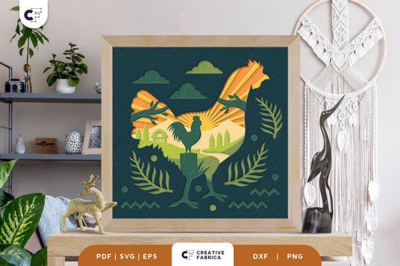 Chicken in the Farm 3D Shadow Box SVG for Animals