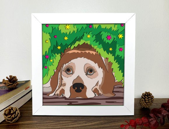Cute Dog Shadow Box 3D Svg for Dogs & Crafts