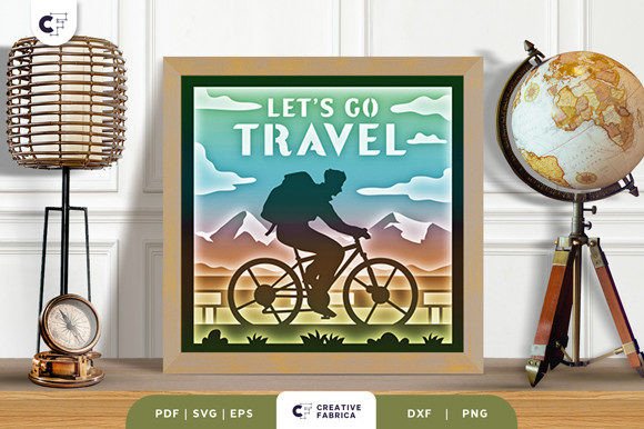 Cyclist with Mountain View 3D SVG for Countries And Travel