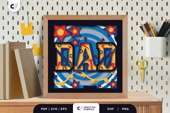 DAD with Tools 3D Shadow Box Papercut for Father S Day