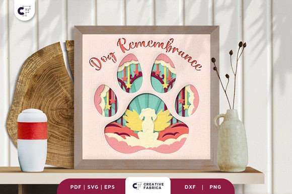 Dog Remembrance 3D Shadow Box Papercut for Pets and 3D SVG