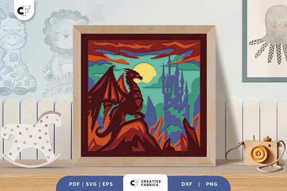 Dragonslayer 3D Shadow Box Paper Cut SVG for Baby