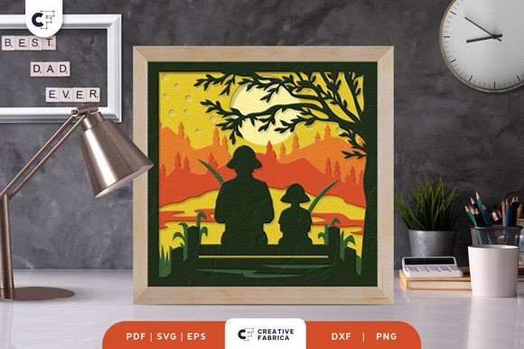 Father and Son Fishing 3d Shadow Box for Father S Day