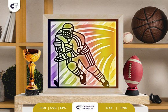 Field Hockey Player 3D Layered Paper Cut