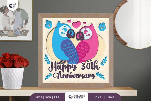 Happy Anniversary 3D Light Box Paper Cut: A 3D SVG for Anniversaries
