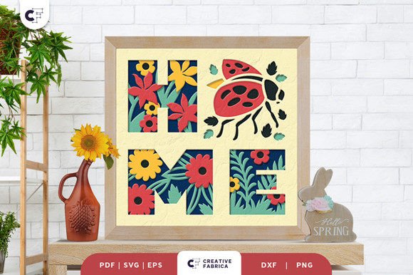 HOME Ladybug 3D Layered Paper Cut SVG for Seasons