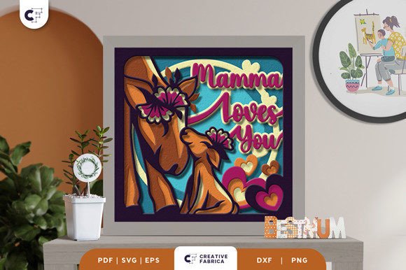 Mama and Baby Horse 3D Shadow Box for Holidays