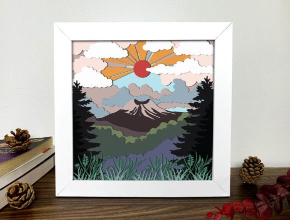 Natural Scenery Shadow Box 3d Svg for Editors