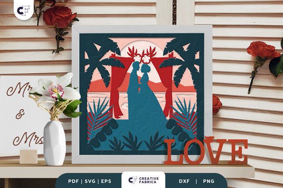 Tropical Wedding Theme 3D Shadow Box for Table Decorations